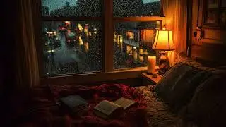 Peaceful Bedroom Rain 🌙 Warm Light & Window Rain for Sleep & Calm