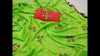 Latest Pure Satin Silk Sarees With Contrast Blouse || Latest Fancy designs 2018 Satin Silk Saree