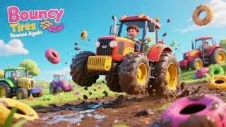 Bouncy Tires Bounce Again (Big Muddy Tractor) | Farm Vehicle Song for Kids