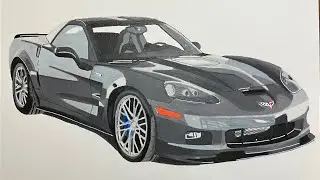 Realistic Drawing - 2010 Chevrolet Corvette ZR1 - Time Lapse