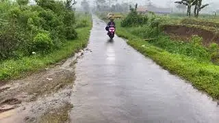 Walking in Rural Indonesia - ASMR Heavy Rain and Thunder Sounds For Sleeping, Relaxing