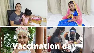 covid vaccination vlog//kirshna jayanthispecial vlog/kirshna & radhai makeup for kids/got vaccinated