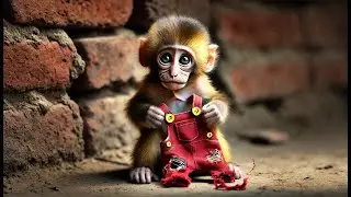 Baby Monkey refuses to wear torn clothes, she wants a new dress (by Cute Monkey Moon)