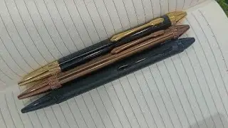 Premium Dual Ink Ball Pen  2 in 1 Twist Design  Black, Brown  Gold Finish