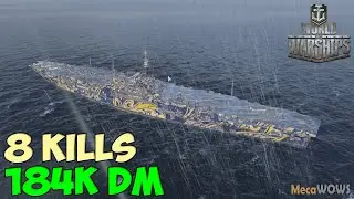 World of WarShips | Implacable | 8 KILLS | 184K Damage - Replay Gameplay 4K 60 fps