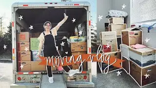 MOVING VLOG 🏠 lots of packing, moving into our new place, organizing + messy apartment tour!