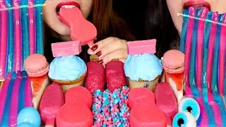 ASMR BERRY JELLY NOODLES, CAKE POP, STRAWBERRY ICE CREAM, CHEESECAKE, NERDS ROPE, GUMMY EYEBALLS 먹방