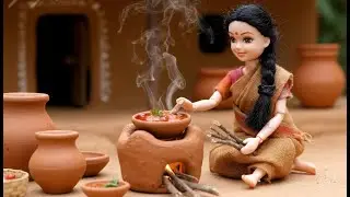 Miniature Chicken Curry Cooking in Indian Village | Tiny Clay Stove ASMR