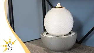 Sunnydaze Patterned Sphere Indoor Water Fountain with Lights - 9.5