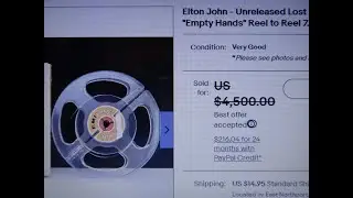 Elton John - Empty Hands - Reel Tape $ells $4K+. Lost Studio Recording