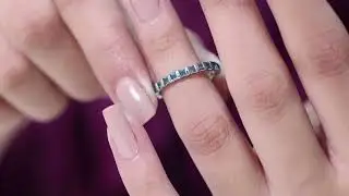 1.5 CT Princess Cut London Blue Topaz Eternity Ring for Women