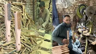 Incredible making process of wooden steel wire brush. Manufacturing of engine cleaning brush