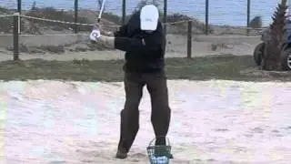 Ryder Cup Captain - Jose Maria Olazabal. Bunker shot, Slow motion (Face On)