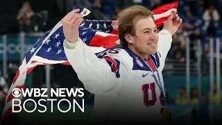 Team USA celebrates men's hockey gold medal