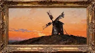 Frame TV Art Rustic Windmill 3 Hour Animated Rural Sunset Painting 2026 No Music
