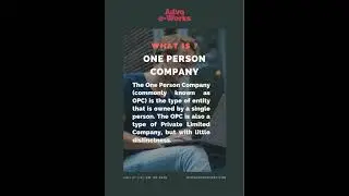 One Person Company (OPC) registration!!!