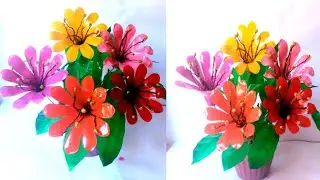 Water Bottle Flower Craft | plastic bottle flowers new idea