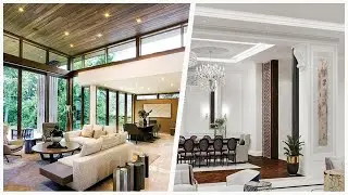 75 Marble Floor Living Space With A Concrete Fireplace Design Ideas You'll Love 🔴