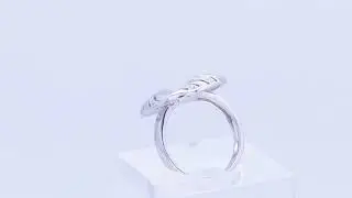 Round Over Layered 18K White Gold Diamond Pave Set Ring