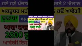 2500 ਅਕਤੂਬਰ ਪੈਨਸ਼ਨ | 1100 women scheme in punjab 2024 |1000 ਮਹਿਲਾ ਪੈਨਸ਼ਨ ਸਕੀਮ | 2500 budhapa pension