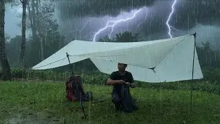 VERY HEAVY RAIN WITH THUNDERSTORM ⛈️SOLO CAMPING IN HEAVY RAIN WITH THUNDERSTORM