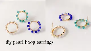 Simple and cute pearl hoop earrings/diy earrings/wire wrapped pearl earrings/handmade jewelry