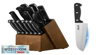 VEVOR Kitchen Knife Set with Block and Sharpener 15 Piece German High