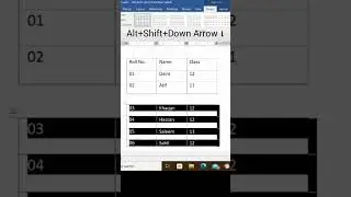 How to Split and Merge table in MS Word  using short cut key short#ms word#youtubeshorts