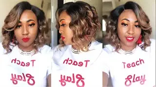 Watch me Slay and Style My Curly Bob Wig! Bomb synthetic wig review! Curly wavy messy bob Mayde Rubi