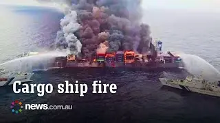Indian Navy rescues 18 after cargo ship fire, 4 missing off Kerala