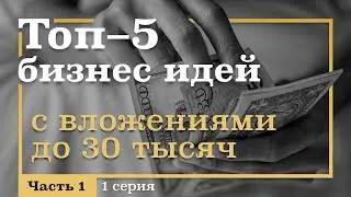 1 серия. ТОП-5 Бизнес ИДЕЙ с вложениями ДО 30 тысяч рублей