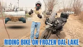 Riding bike on FROZEN DAL LAKE | Kashmir vlog