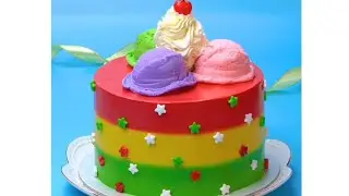 Three layer ice cream cake decorating ideas #Shorts