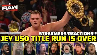 Gunther Wins WWE World Title Beating Jey Uso Streamers Reactions Compilation | WWE RAW June 9 2025