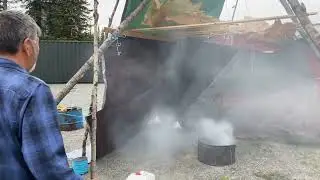 Smoking the skin after tanning solution is put on and the smoke helped to make the skin soft