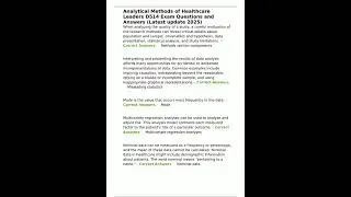 Analytical Methods of Healthcare Leaders D514 Exam Questions and Answers Latest update 2025