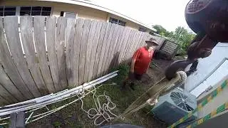 Tree work : Crane picks .