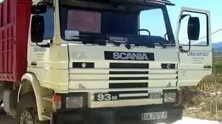 Scania 93M 220 dumper truck and a steep hill