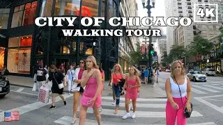 Beautiful CHICAGO 🇺🇸 Saturday Walking Tour - Clinton Street & Madison Street, Summer 2023 - 4K 60fps