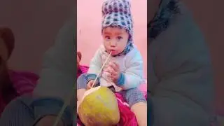 Akshit Enjoying Fresh Coconut Water 🥥💧 #BabyDrinks#BabyReels