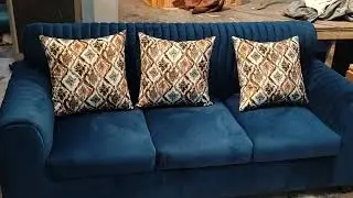 Furniture Bazaar Blue simple Five seater sofa straight line #bed  #sofa #furnitureseller #lucknow