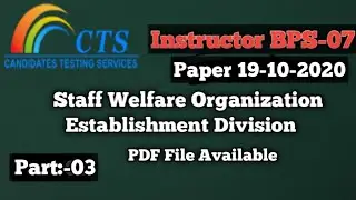 CTS Instructor Solved Paper Part 03[Staff Welfare Organization] Candidate testing service CTS