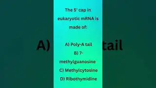 The 5&rsquo; cap in eukaryotic mRNA is made of A Poly #MolecularBiology #mRNA #GeneExpression #BiotechMCQ