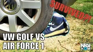 Car vs Nike Air Force 1 High - Driving over sneakers EXPERIMENT