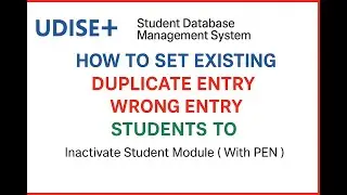 How to set existing duplicate or wrong entry students to inactive in the UDISE+