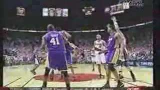 Kobe Bryant blocks Arvydas Sabonis for the game winner