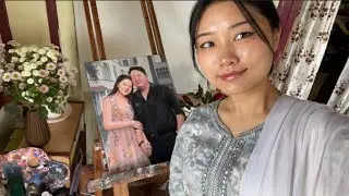 Client&rsquo;s gift to newly married couple || Commissioned acrylic painting