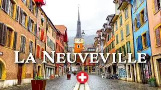 Ла Неввиль, средневековый швейцарский город во время весенней бури 🌬🇨🇭 Пешеходная экскурсия 4K