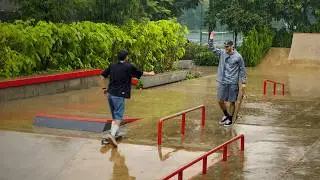Skateboarding In The Rain In Mumbai, India