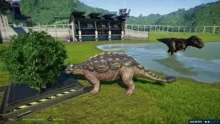 **Jurassic World Evolution: Tyrannosaurus Rex Kills Crichtonsaurus**